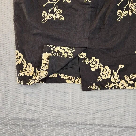 J Crew Black & Ecru Mirabel Pencil Skirt Floral Embroidered Classic Boho Preppy - Picture 4 of 8